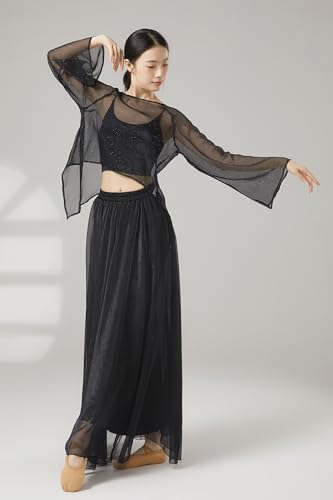 Jupe fluide en chiffon Angcoco avec couche superposée légère et ample