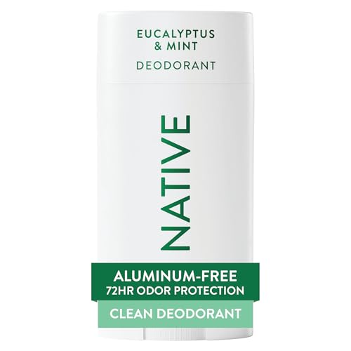 Native Aluminum Free Deodorant, Eucalyptus & Mint, 72 Hour Odor Control, for Women & Men, Contains Naturally Derived Ingredients, 2.65 oz