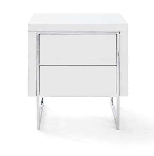 Robas Lund Table de Chevet, Blanc/chromé, BxHxT 50x55x40 cm