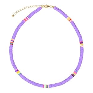 C·QUAN CHI Collier Ras De Cou Bohème Collier Perle Heishi Coloré Handmade Collier Plage D&rsquo;été – Ajustable Chaine