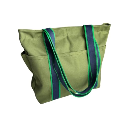 Augbunny 16OZ 100% Cotton Canvas Lined Grocery Shopping Diaper Bag Zipper Closure Beach Casual Multi Purpose Tote