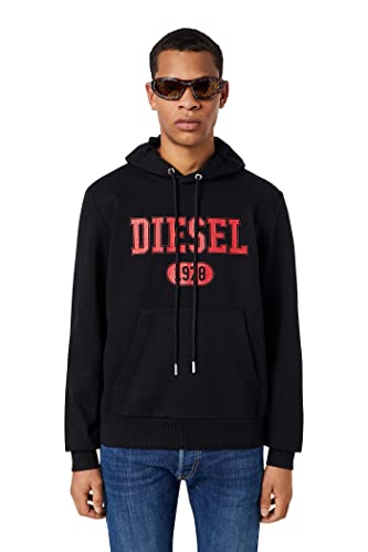 Image of Diesel Men's Logo Print Hooded Sweatshirt A03826-60HAYT Black