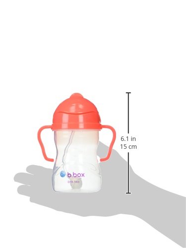 b.box Sippy Cup with Innovative Weighted Straw | Easy-Grip Handles | Color: Neon Watermelon | 8 oz. | BPA-Free | Phthalates & PVC Free | Dishwasher Safe