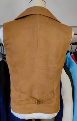 Mens Double Breasted Classic Vests Groomsman Wedding Waistcoat Wide Lapel Suede Leather Casual Business Vest for Men4