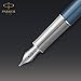 PARKER Sonnet Fountain Pen | Premium Metal and Blue Satin Finish with Chrome Trim | Medium 18k Gold Nib with Black Ink Cartridge | Gift Box