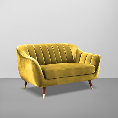 Image of Casaliving Anyse 2 Seater Sofa Set for Living Room (Yellow Fabric) Premium Fabric Sofa Set for Living Room | Hall