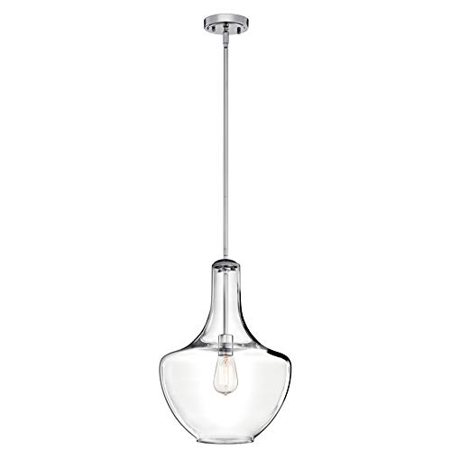 Kichler Everly 19.75" 1 Light Bell Pendant Clear Glass Chrome #TOP15