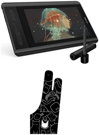 XP-PEN Artist12 11.6 Inch FHD Drawing Monitor Pen Display Graphic Monitor & XPPen Digital Drawing Glove - Two-Finger Artist Glove with Cute Cat Print