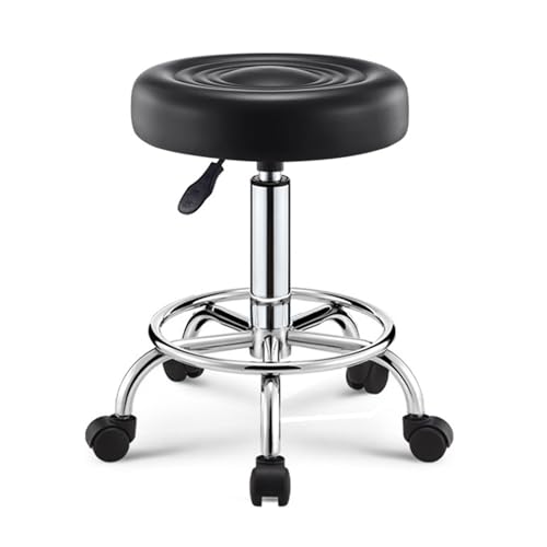 Image of Guitar Stool with Backrest, Foldable Musician Chair with Integrated Footrest&Guitar Hook, Heavy-Duty Steel Frame, Padded Leather Seat for Home /Studio /Gigs (Black-f)