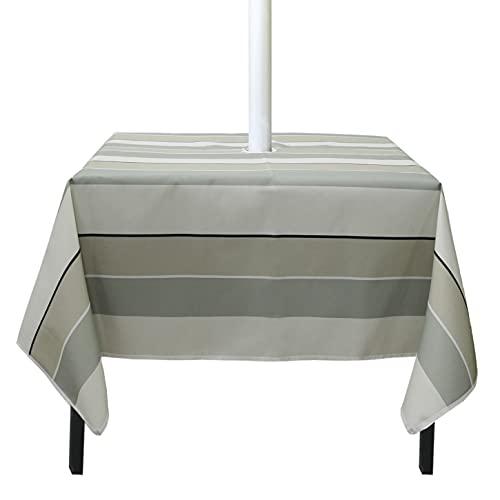 Square Outdoor Tablecloth Square with Umbrella Hole with Zipper Waterproof, Summer Vinyl Table Cover for Picnic Garden, 60