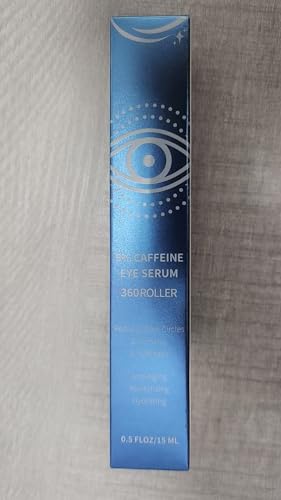 5% Caffeine & Retinol Eye Cream with 360° Roller – Hydrating & Anti-Aging Formula for Fine Lines, Puffiness, Dark Circles & Bags – Moisturizing Treatment Serum for Women & Men