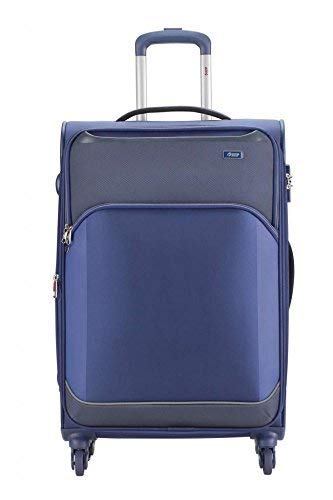 VIP Beat Plus 4 Wheels Expandable Cabin Soft Luggage Trolley Bag, 46 cm Length x 32 cm Width x 74 cm Height, Blue