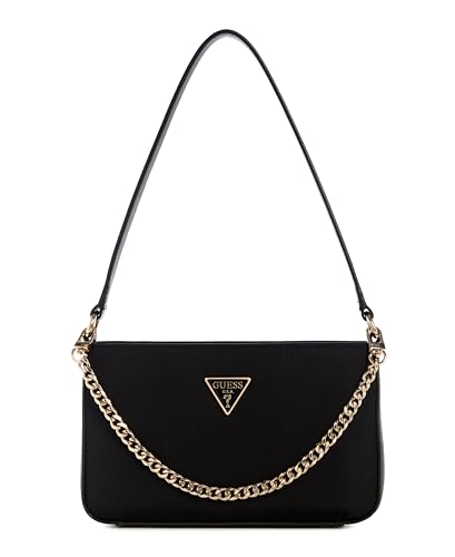 GUESS Gemma Mini bolsa de ombro com zíper superior, preta, Preto, One Size