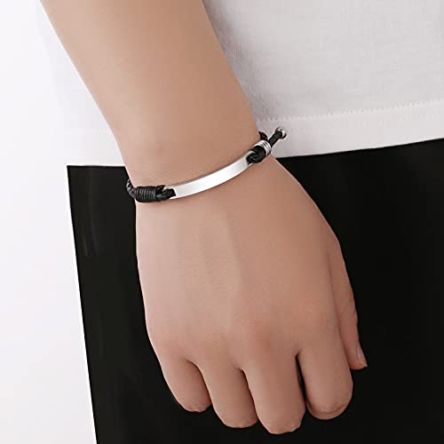 Personalized Custom Bracelet For Men - Mens Leather Engraved Bracelet, Adjustable Mens Braided Leather Id Bracelet, Handmade Gifts For Oneself, Friends And Relatives. #TOP6