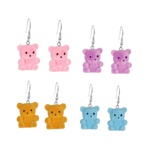 Boucles d'oreilles ours résine légères anti-douleur lot de 4 paires pour oreilles sensibles