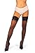 Produktbild sofsy halterlose transparente Spitzen-Strümpfe - 15 DEN [Made in Italy] Schwarz Black 5 - X-Large
