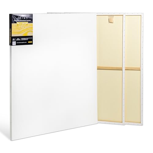 Elan Lienzos Preestirados 90x120 380gr, 3-PACK 100% Algodón Lienzos para Pintar Grandes, Canvas para Pintar, Lienzo 90x120 380 GSM, Large Canvas