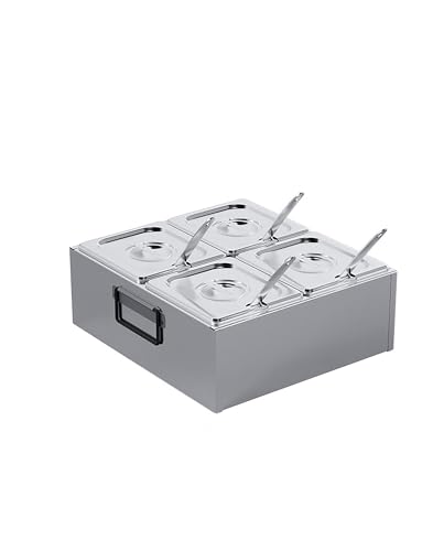 Estación de cocina de acero inoxidable para pizza y dispensador de condimentos con tapa, bandeja de un solo compartimento para uso en interiores y exteriores, dispensador de especias de