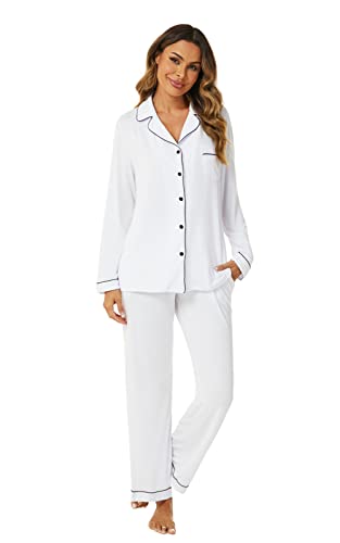 Aamikast Women's Pajama Sets Long Sleeve Button Down Sleepwear Nightwear Soft Pjs Lounge Sets