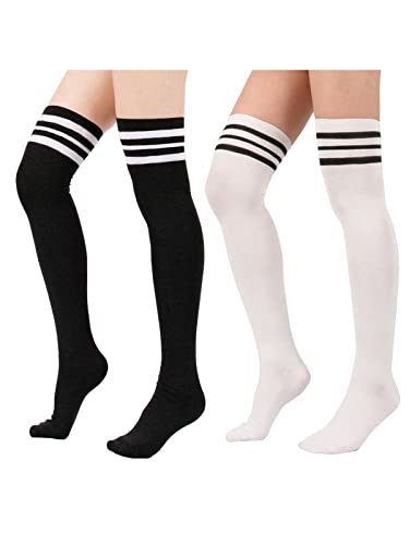 Image of Zando Womens Thigh High Socks Over The Knee Tube Leg Warmers Stocking Cotton Cosplay Long Solid Leggings Sock
