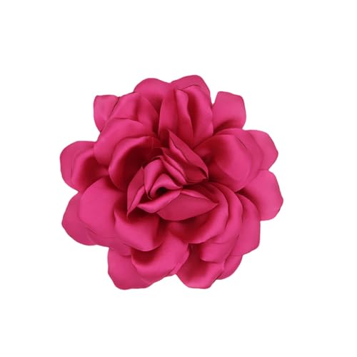 Image of Dainty Satin Rose Brooch with Silk Camellia Flower for Women - Large Lapel Pin, Hair Clip, Wedding Party Accessory