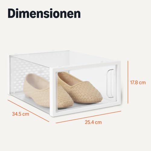 Amazon Basics Schuhaufbewahrungsbox, stapelbar und faltbar, groß, 12 Stück, Transparent – Ansicht 5
