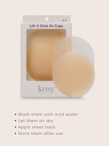 Image of Krvvy Lift-It Stick On Cups | Silicone Bra Uplifter Cups | Reusable Upto 50 Times | Invisible Breast Lift Cups | Skin- Friendly Adhesive | Upto 12 Hrs Hold