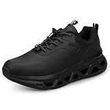 UOVO Schwarze Herren-Turnschuhe, Laufschuhe, wasserabweisend, rutschfest, leicht, Luftsohle, Größe 41 EU-45 EU, matte black, 43.5 EU