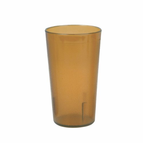 12 oz. Restaurant Tumbler Beverage Cup, Stackable Cups, Break-Resistant Commmerical Plastic, Pebbled Texture, Set of 6 - Amber