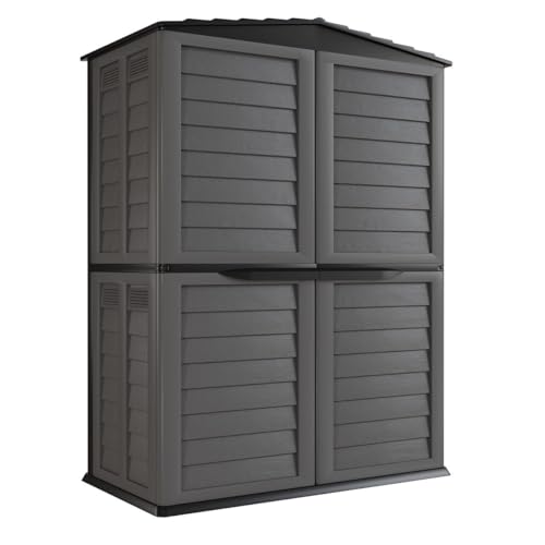 Art Plast – Caseta de jardín exterior, 151 x 83 x 200 cm, color gris antracita, funda de almacenamiento de polipropileno duradero, antiUV, doble puerta y suelo integrado para herramientas y muebles de