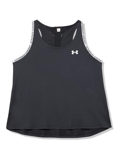 Under Armour Girls' Knockout Mesh Back Tank Top, (001) Black / / White, Large