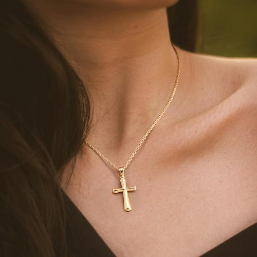 ESSIE ODILA Cross Necklace for Women Gold Cross Necklaces for Women 14K Gold Crosses Chain Pendant Necklace for Womens Decorated with Tiny Beads Dainty Womens Crosses Necklaces4