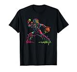 Softball Catcher Colorful Drip Effect Athletic Player Art T-Shirt