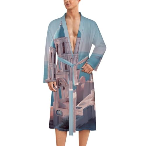Bata de baño para hombre de diseño exclusivo Santorini suave con cinturón superior