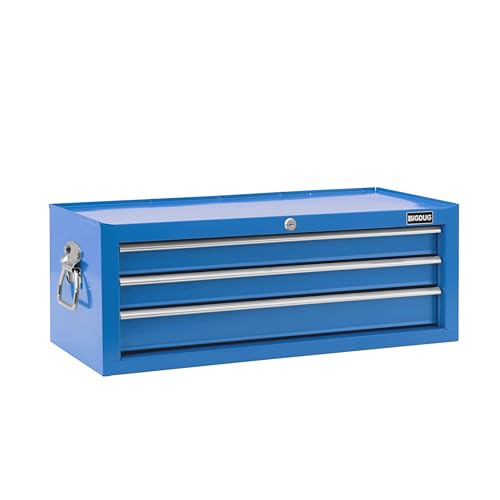 BiGDUG Essentials Tool Chest Mid-Box - 26” 3 Drawer Portable Tool Cabinet - 249H x 672W x 310D mm (Blue)