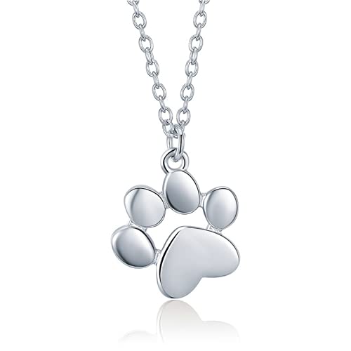 Rukyf SCN275-2+BZ0049 Silver Dog Cat Paw Print Pendant Necklace cover