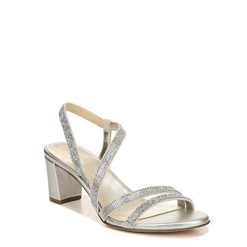 Naturalizer Womens Vanessa2 Rhinestone Embellished Strappy Heeled Sandal ,Silver ,9M