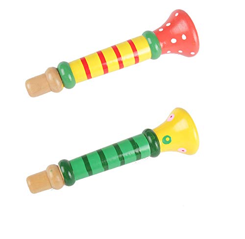 Tovip 3Pcs Wood Musical Instrument Toys Small Buglet Wooden Vertical Whistle Small Speakers Trumpet Toy Children Toy(Random) #TOP1