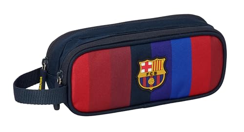 F.C. Barcelone 1ère équipe 26/27 - Trousse Double Enfant, Trousse pour Enfant, idéale pour Les Enfants d'âge Scolaire, Confortable et Polyvalent, qualité et résistance, 21 x 6 x 8 cm