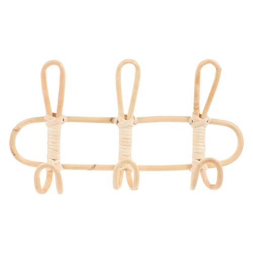 DECHOUS Ganchos de Ratán Hechos a Mano 3 Unidades, Colgadores de Pared para Toallas y Sombreros, Estante Colgante Decorativo para Baño y Sala de Estar