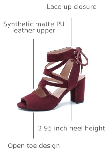 Image of fereshte Women's Lace-Up Gladiator Sandals, Block Heel Open Toe Strappy Shoes