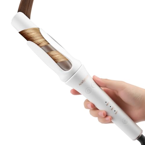 AraSyleon Arricciacapelli Automatico Bidirezionale | 32mm 3 Livelli Temp. (160-200°C) | Ioni & Anti-Ustione | Per Capelli Lunghi, Arricciatore Capelli Automatico