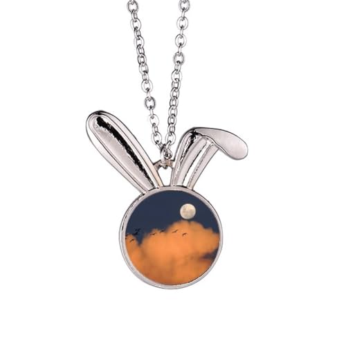 Collier lune sombre et lapin : fini les bijoux ternes, optez pour un pendentif art déco unique