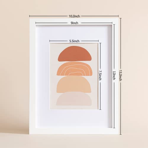 Eletecpro 9X12 Picture Frame Set Of 4 Made Of Solid Wood And Strong Durable Glass, Display 6X8 And 8X10 Photoes With Mat Or 9X12 Without Mat, Wall And Tabletop Decor, Gallery Wall Art, White #TOP1