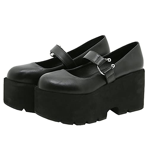 Agodor Women's Gothic Cosplay Lolita Shoes Goth Mary Jane Platform High Heel Chunky Pumps