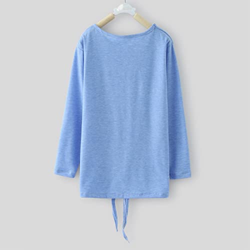 Camisola interior para meninas, criança, crianças, gola redonda, básica, t-shirt, gravata, nó fronta