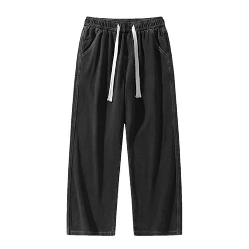 Men's Classic Denim Lace-Up Draped Loose Retro Straight Wide-Leg Pants
