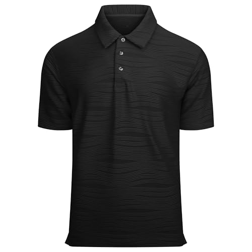 Esabel.C Mens Knit Polo Shirts Short Sleeve Collared Casual Shirt Polo Shirts for Men,Black,XL