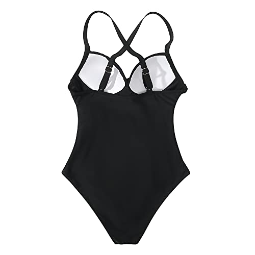 Mooslover Women Sexy Cutout One Piece Swimsuits Push Up Tummy Control Monokini Bathing Suits(L,Black) #TOP3
