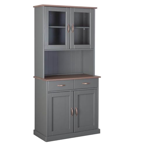 AltoBuy Melina - Buffet Vaisselier 4 Portes 2 Tiroirs Coloris Gris